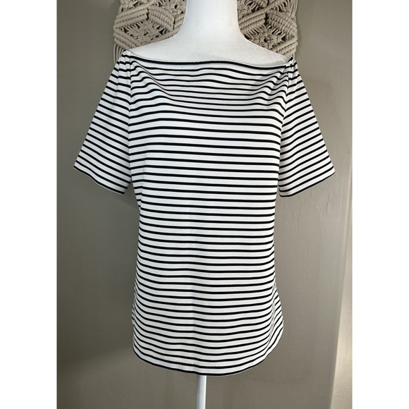 Halogen Black and White Striped Blouse EUC - Picture 15 of 15